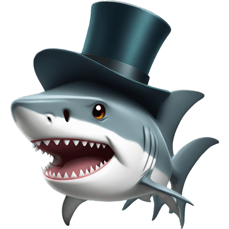 Shark with a top hat emoji