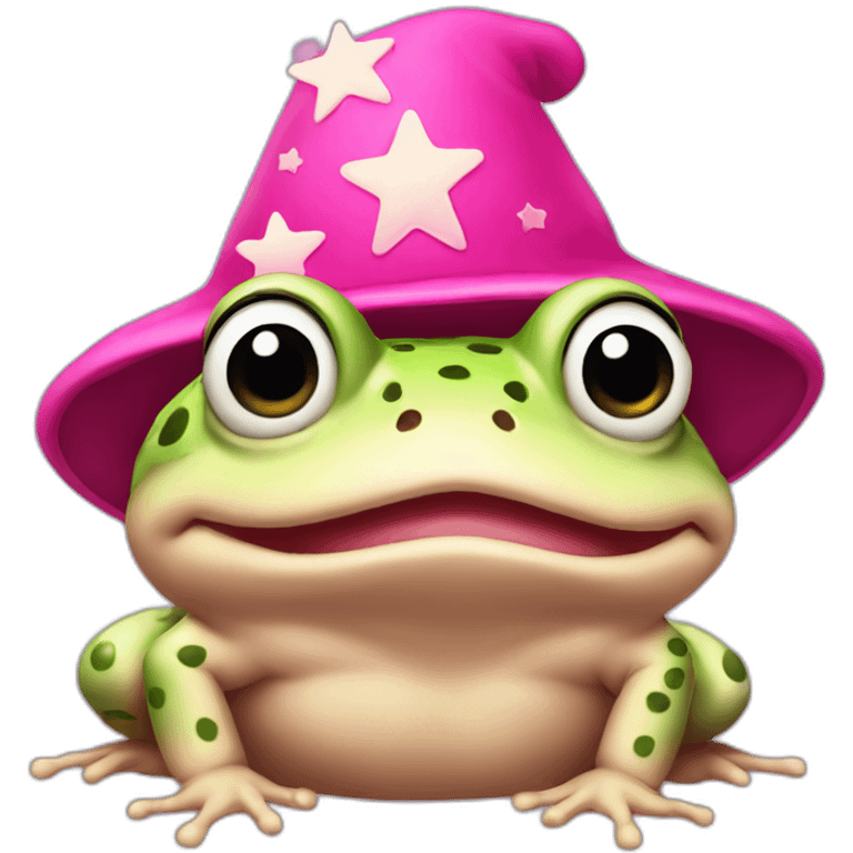 A toad with A pointed pink hat with stars emoji