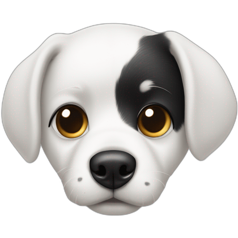 white dog with black spot on half of the face emoji