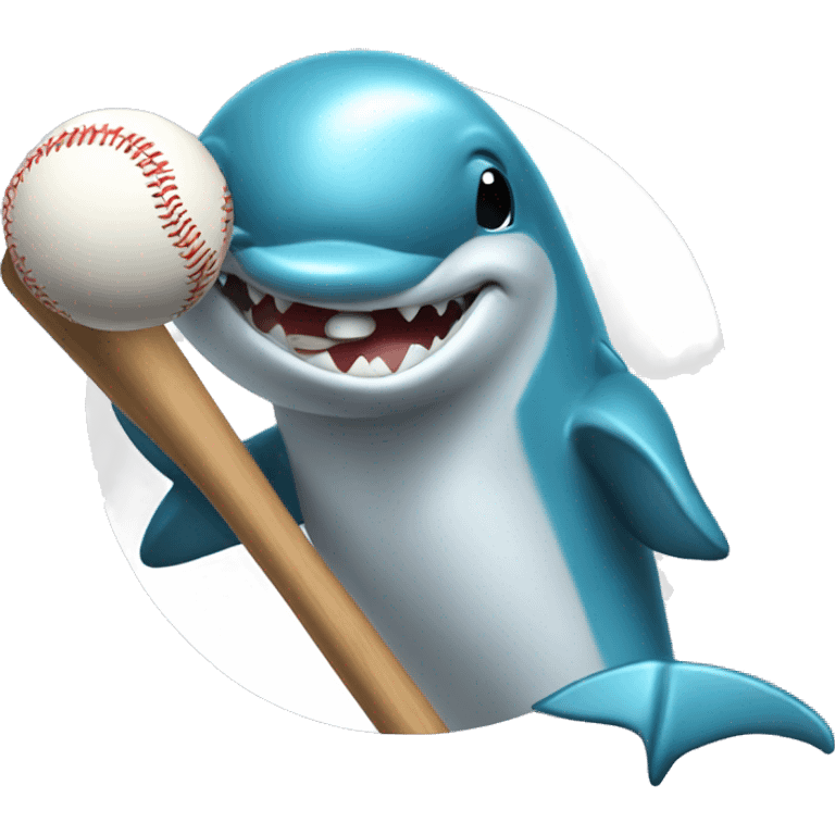 dolphin holding baseball bat  emoji