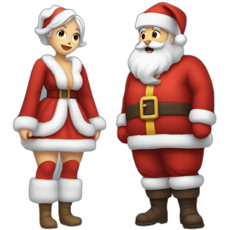 full body santa and mrs. claus kiss emoji