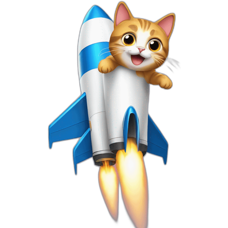 cat on rocket emoji