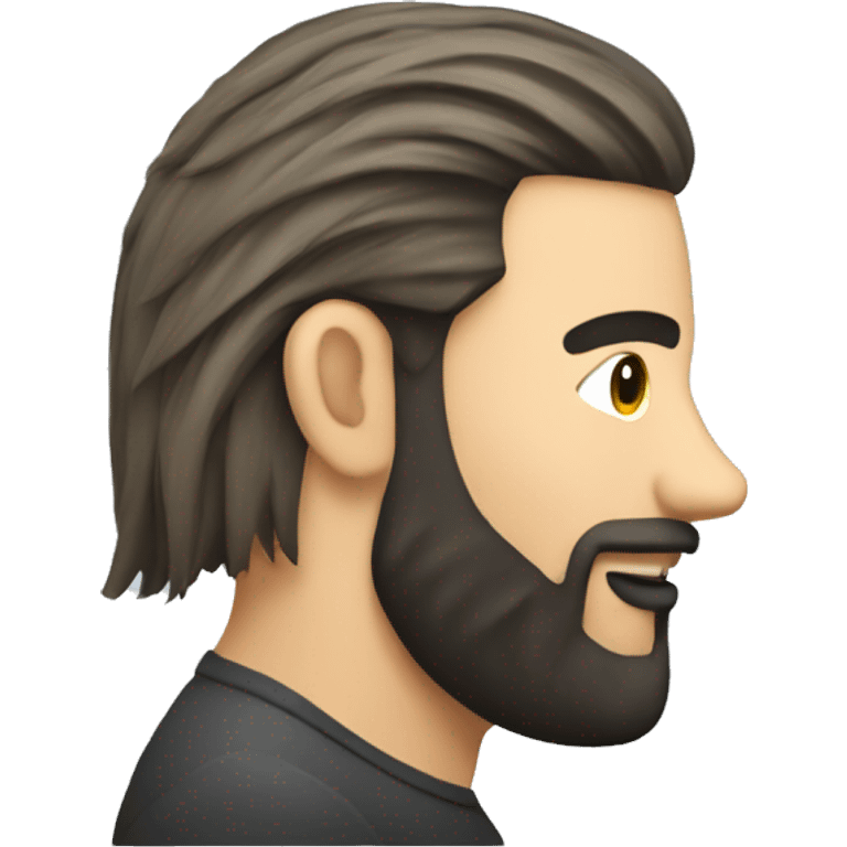 Mullet haircut side view with beard emoji