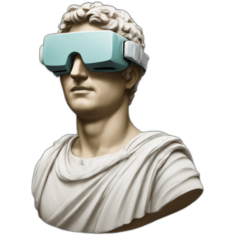 Roman sculpture with virtual reality glasses emoji