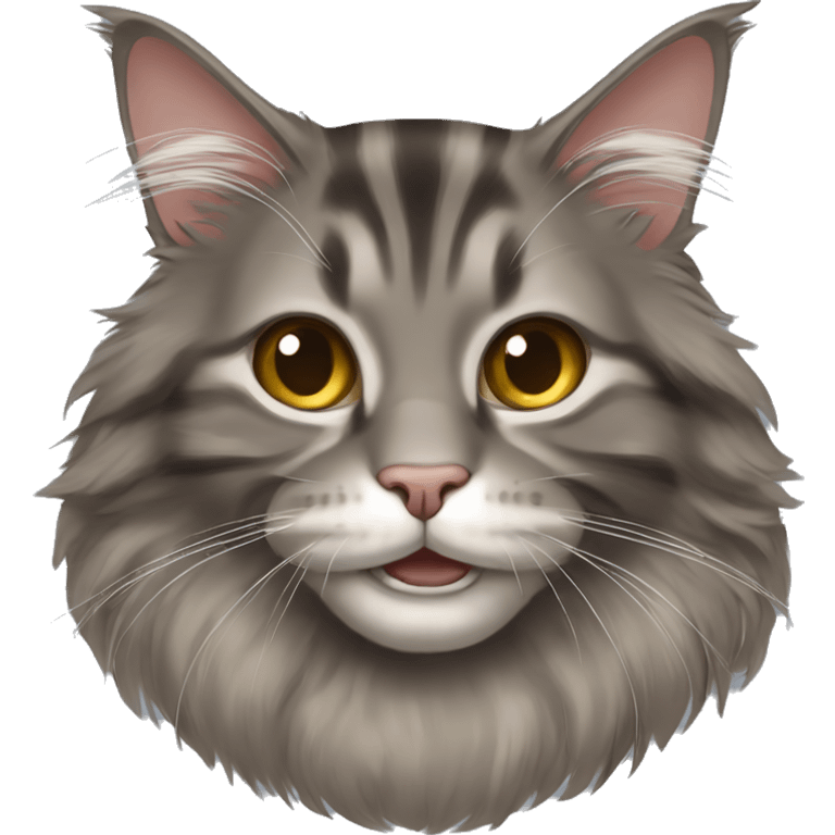 Gray-brown cat maine coon so happy emoji