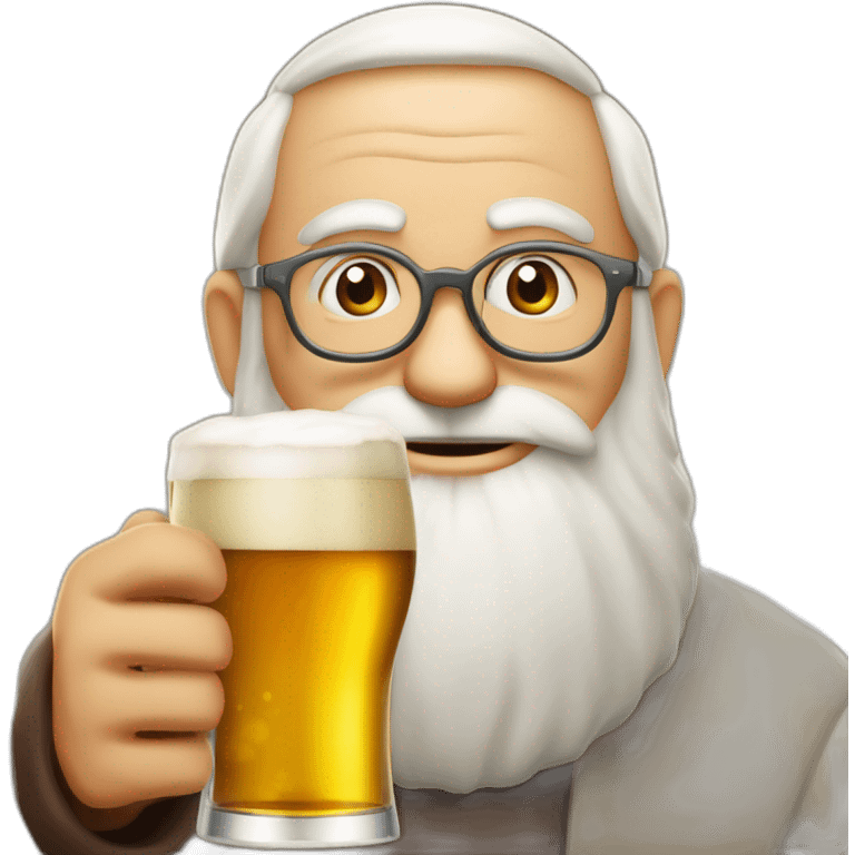 Père Noël qui offre un verre de bière à un enfant emoji