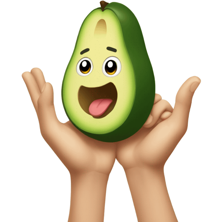 happy avocado with hands up emoji