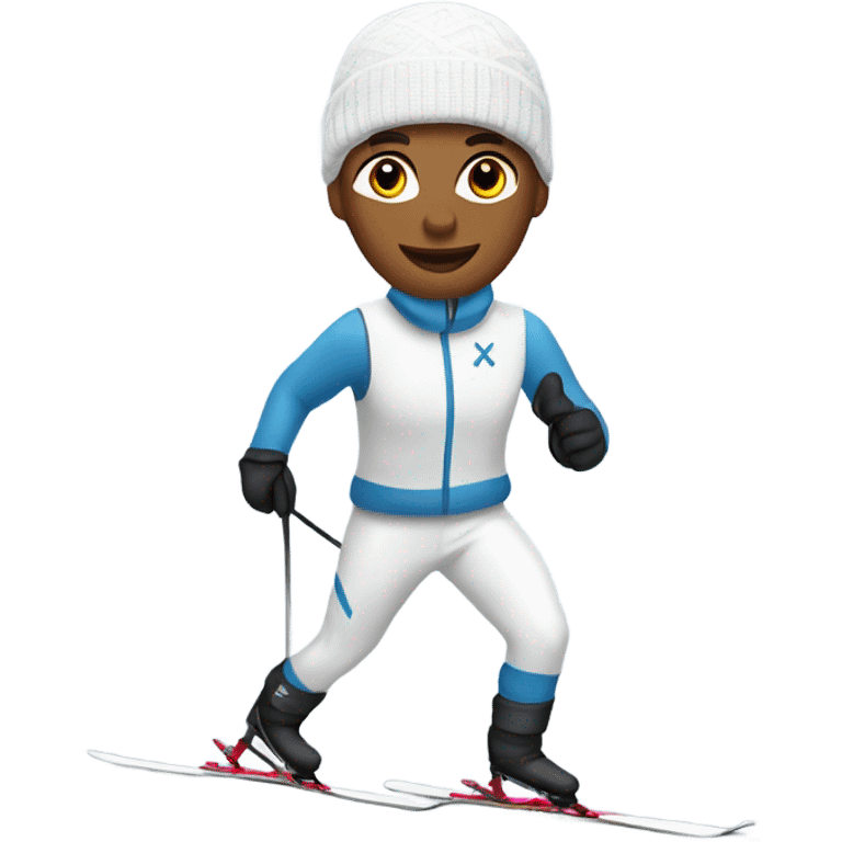 Cross country skier in white clothes emoji