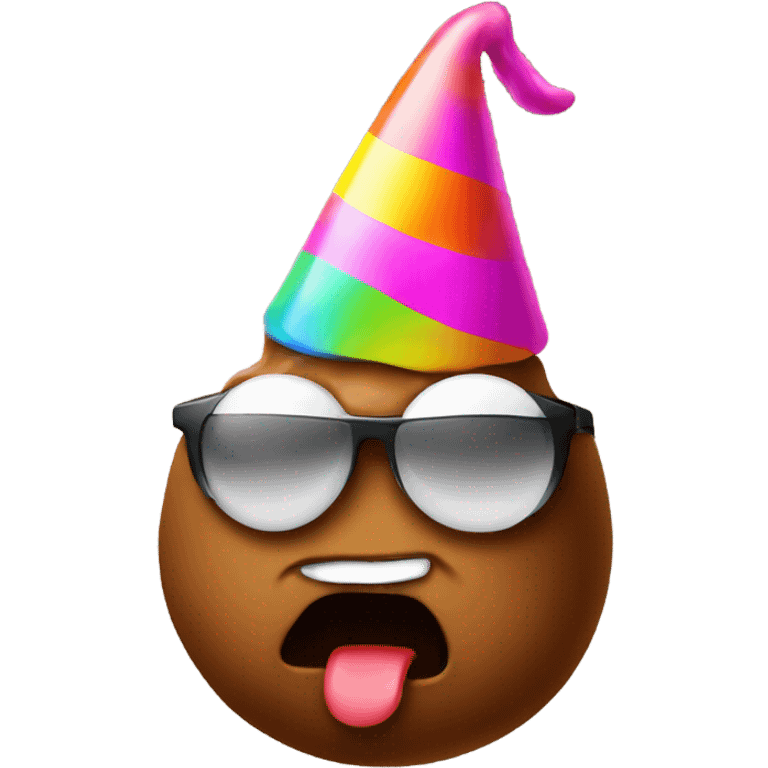 Poop with sunglasses and party hat  emoji