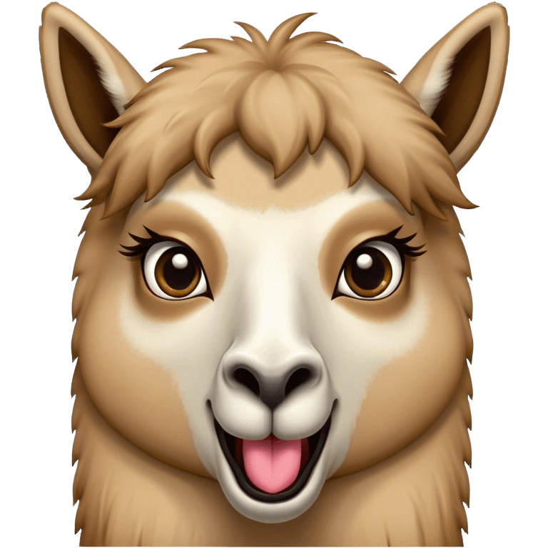 a llama with a omg face, wide eyes open , long tongue sticking out emoji