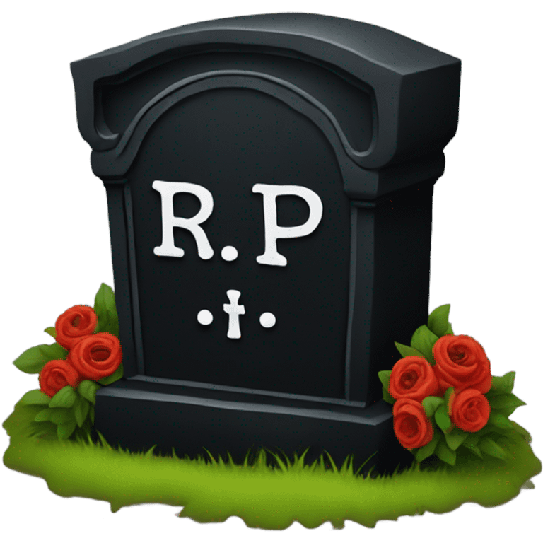 a black grave with the letters RIP emoji