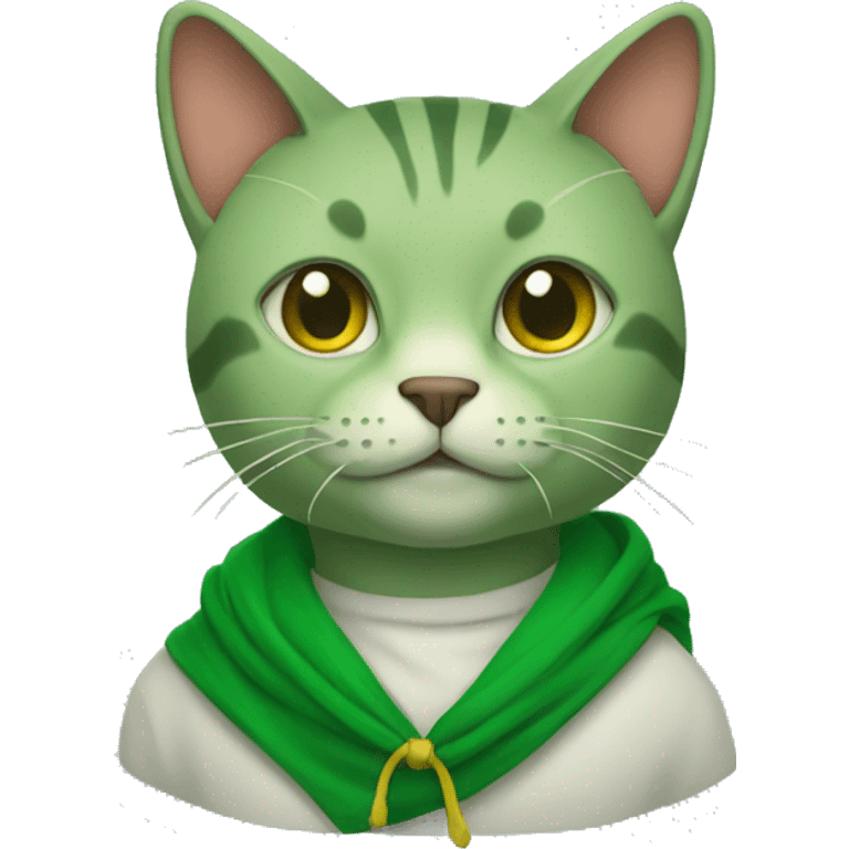 green cat with university cloth emoji