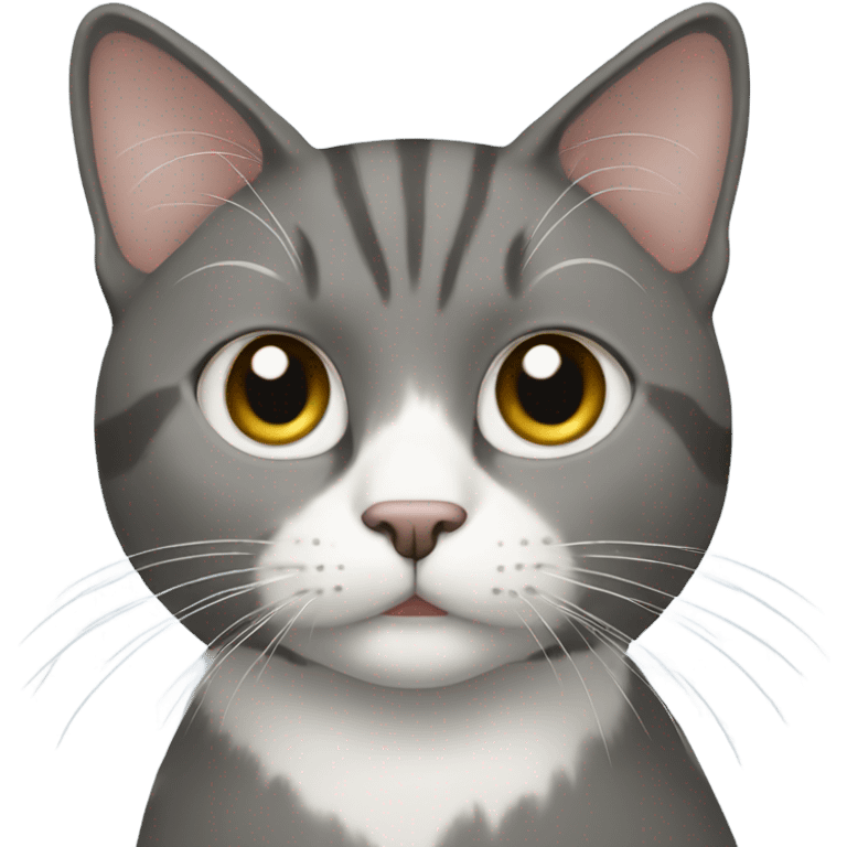 Grey with white chin cat  emoji