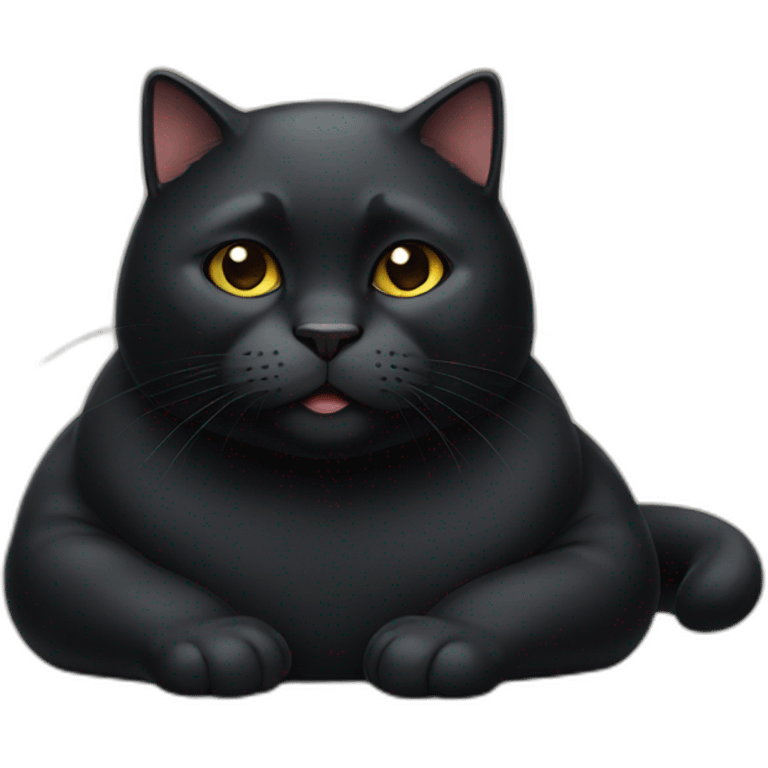 fat big black cat emoji