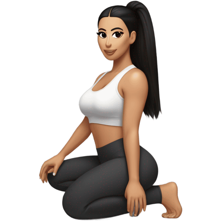 Kim K squatting  in yoga pants emoji