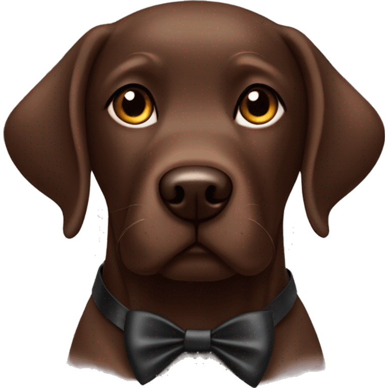 A chocolate Labrador with a black bow on its ear emoji