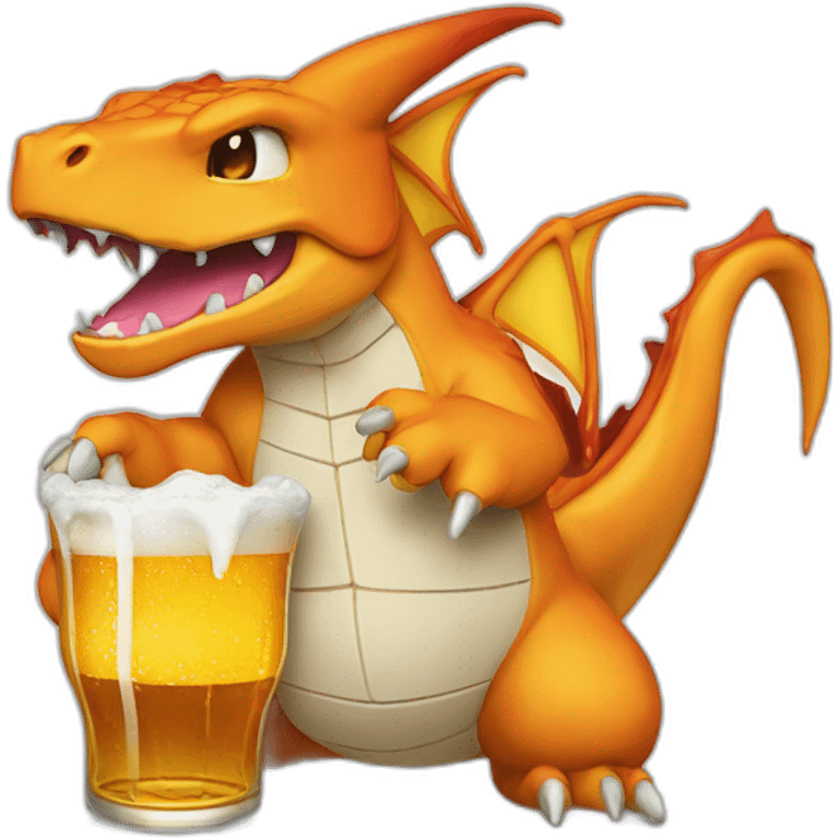 Charizarddrink a beer emoji