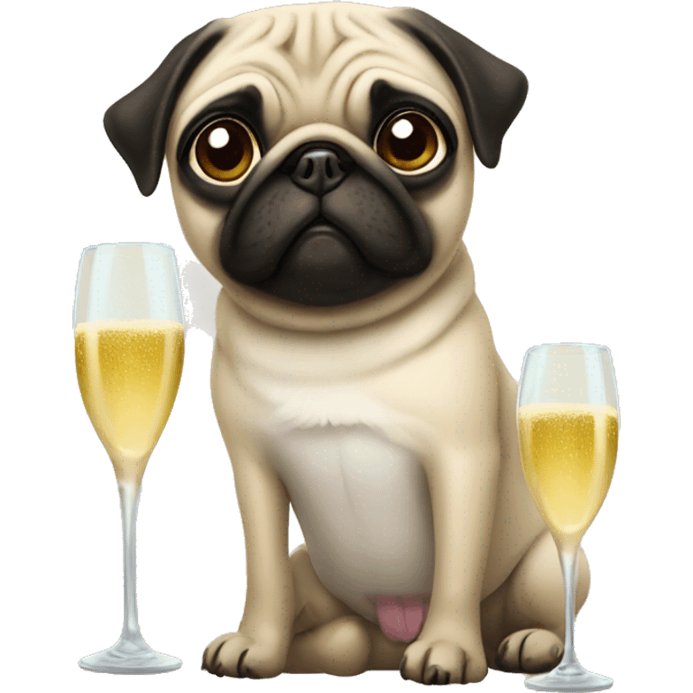 Pug with champagne flute emoji