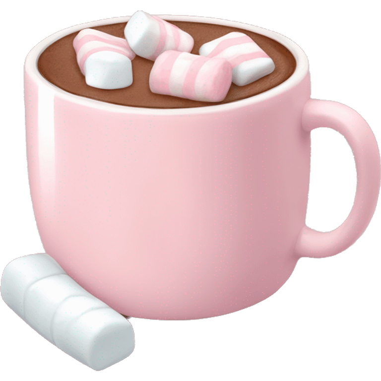 Light Pink mug of hot chocolate with marshmallows  emoji