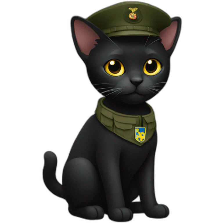 black ukraine cat with military t-shirts emoji