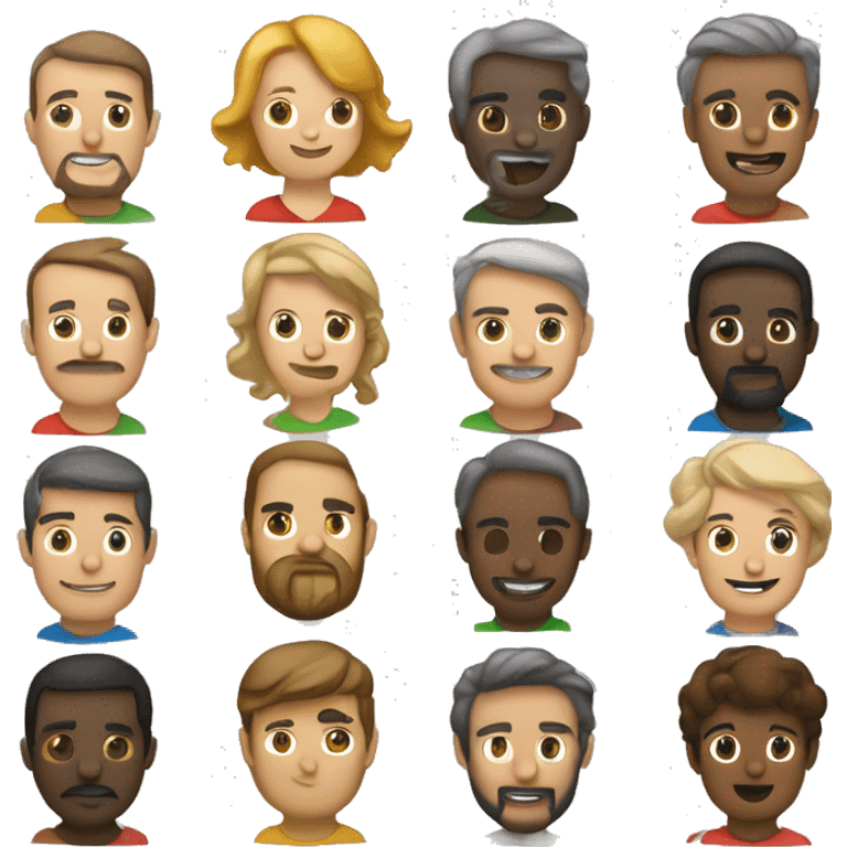 equipe de personne aux origines et aux genres différents, qui soulèvent un trophée emoji