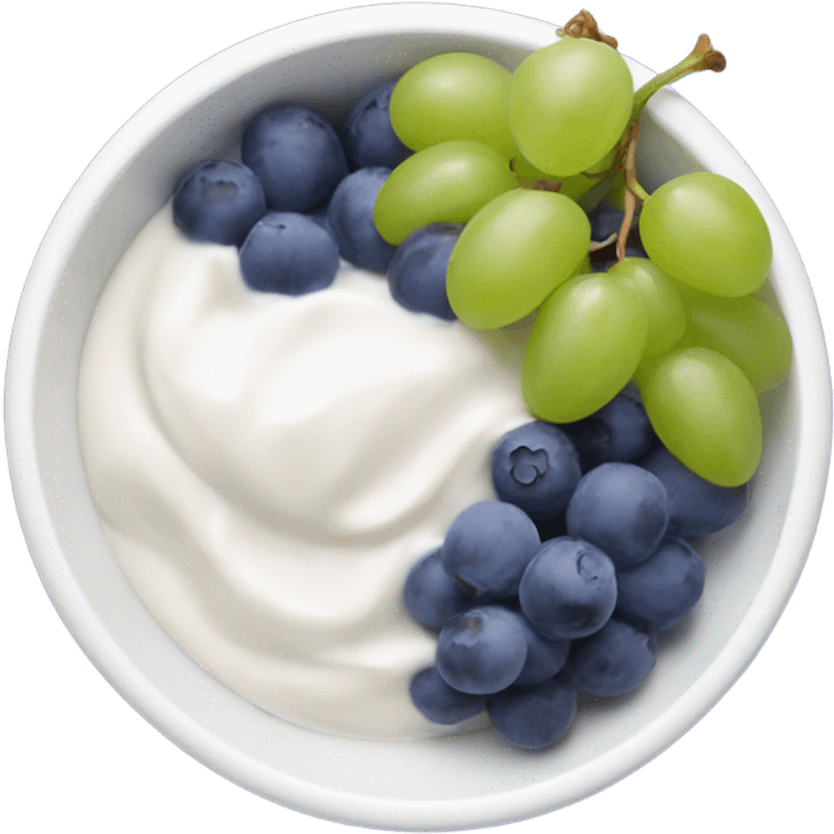 yoghurt bowl with grapes and blueberries emoji