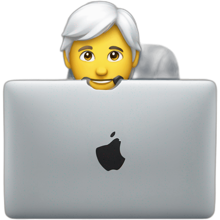 Agent working on a MacBook with WiFi logo on back emoji