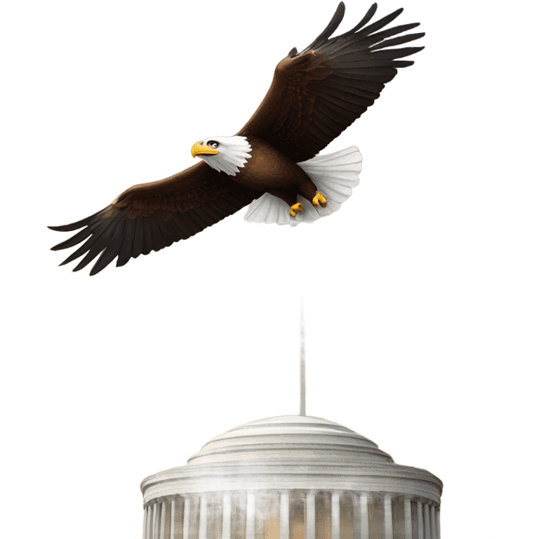 Eagle soaring over Washington monument  emoji