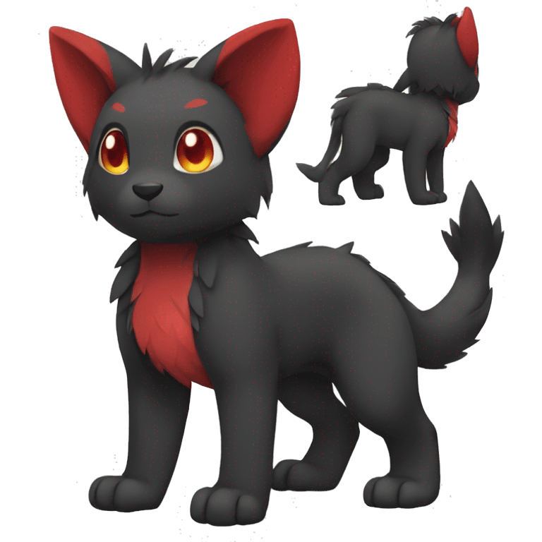 Cute cool black red animal hybrid Fakemon full body emoji