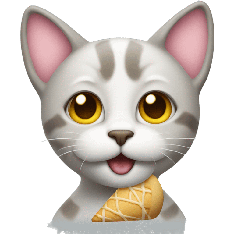 Cat thinking holding ice cream emoji