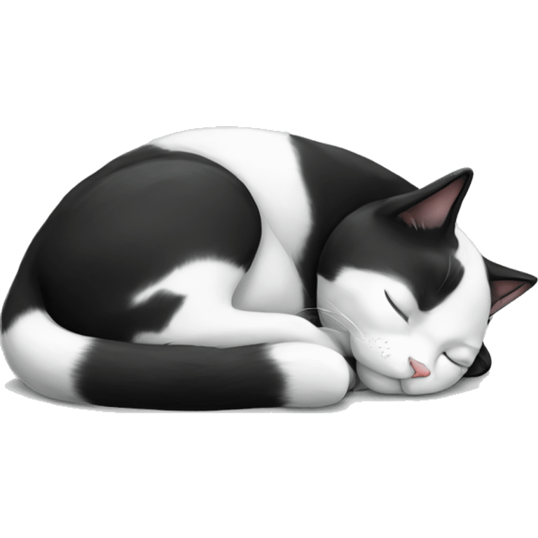 Black and white cat sleeping emoji