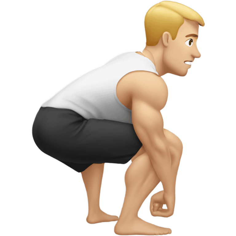 White man doing squat (gym) from back view emoji