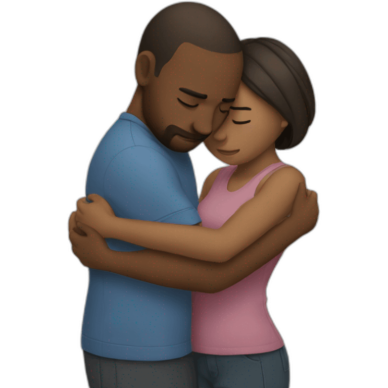 Couple hugging while crying emoji