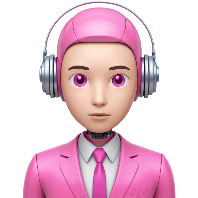 very human looking-like 3d robot office worker in intensive pink color suit emoji