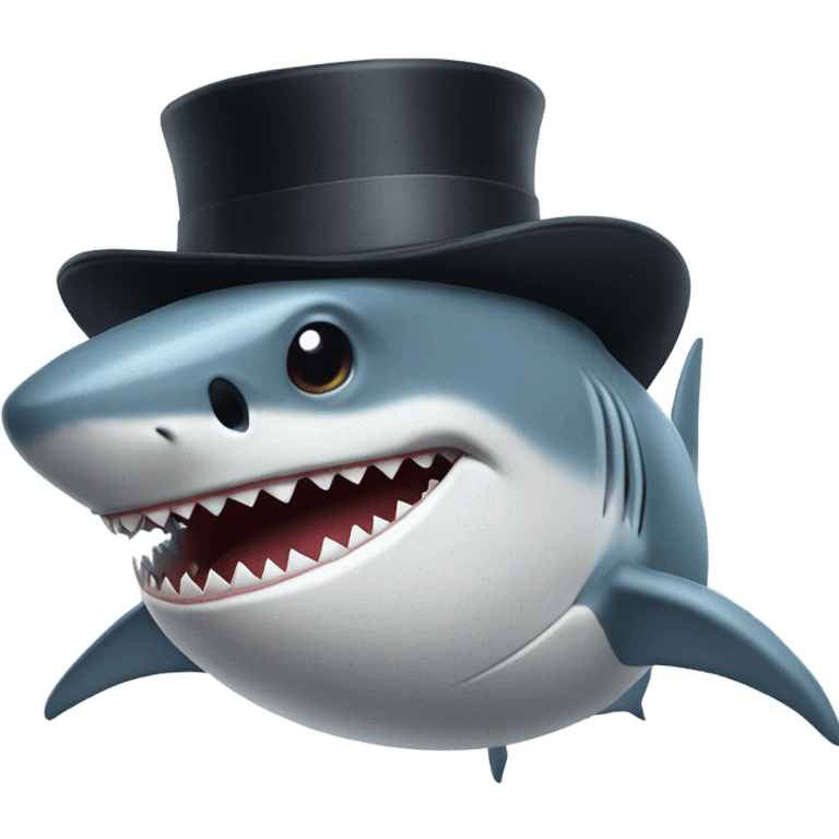 Shark with a top hat emoji