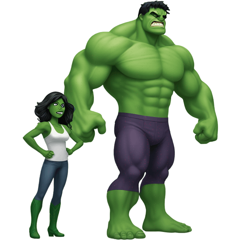 Mini cute Hulk with she hulk emoji