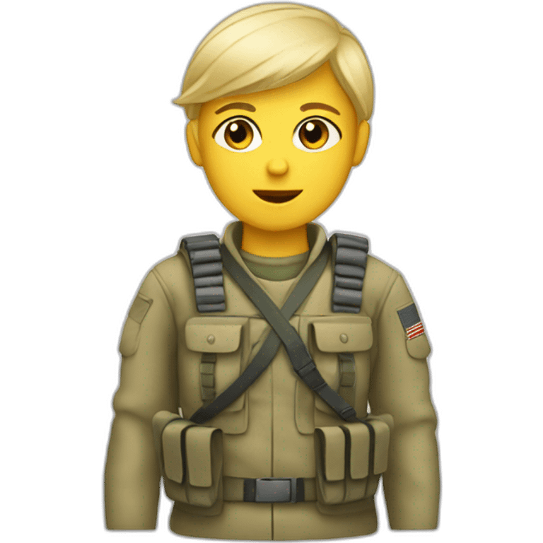 Blonde soldier in van emoji