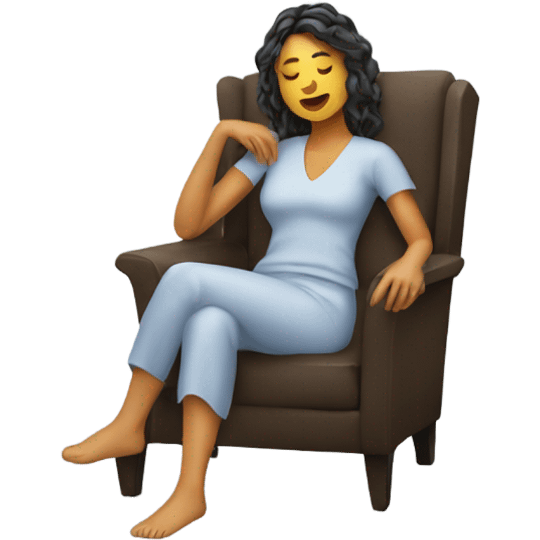 A woman relax in the armchair  emoji