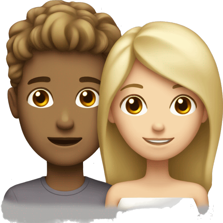 brown haired boy with a blonde haired girl couple emoji