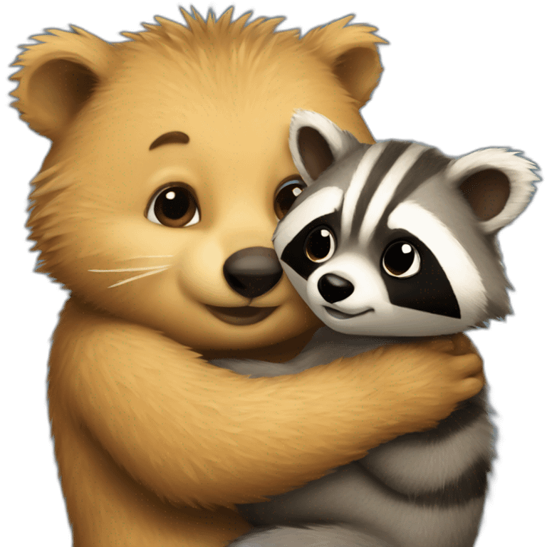 quokka hugging racoon emoji