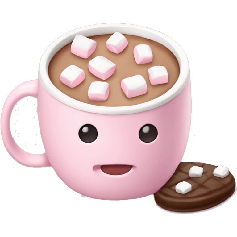 Light Pink mug of hot chocolate with marshmallows  emoji