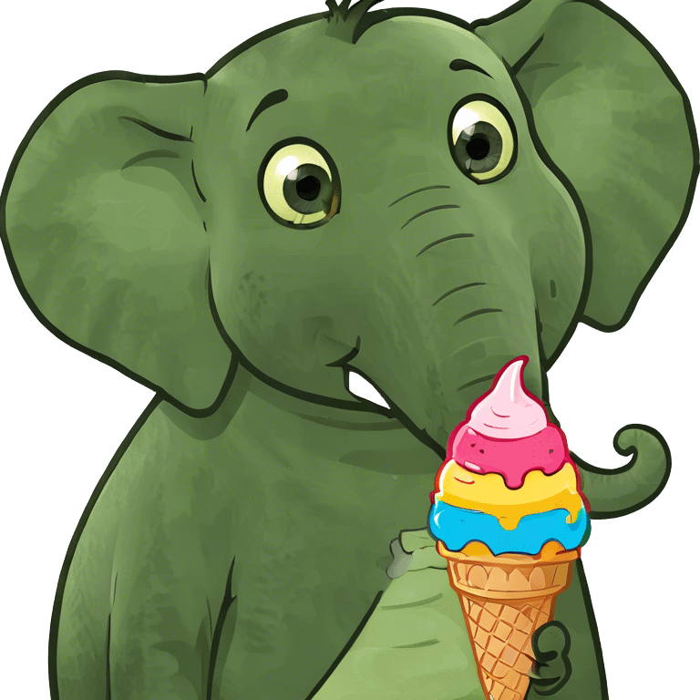 Elephant eating ice cream emoji