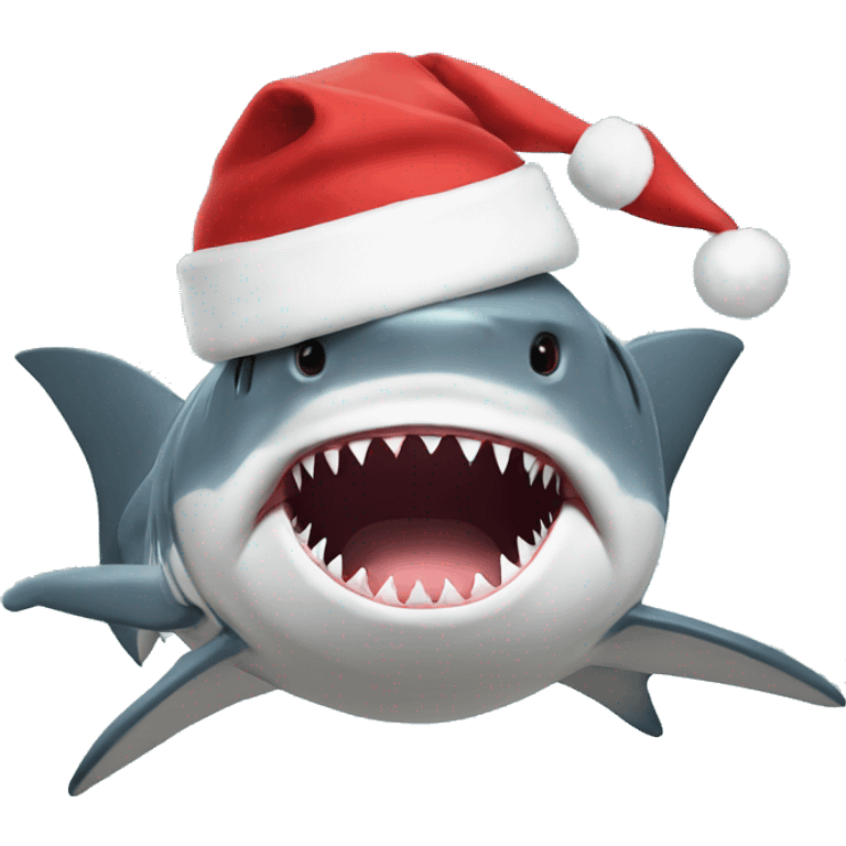 shark wearing santa hat emoji