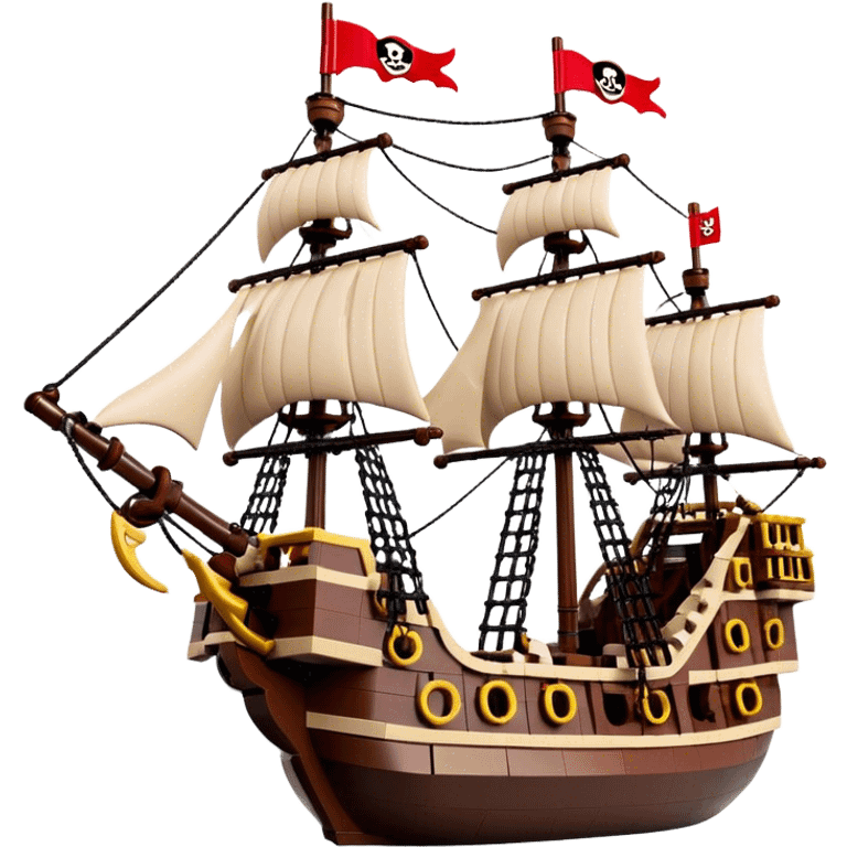 Pirate Ship (Toy) - Lego Pirate Ship (Model Year: 2021) (Iconic colour: Brown with red sails) emoji