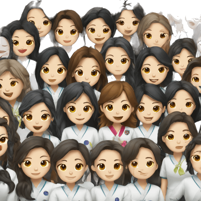 group of korean girl students emoji