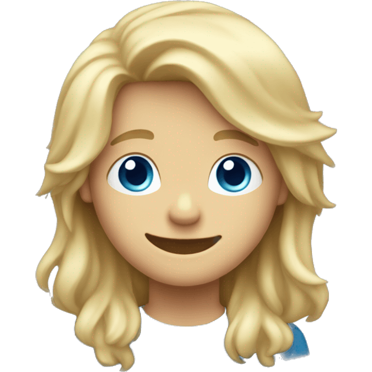 Blonde long haired boy with blue eyes smiling with hair down to his shoulders emoji