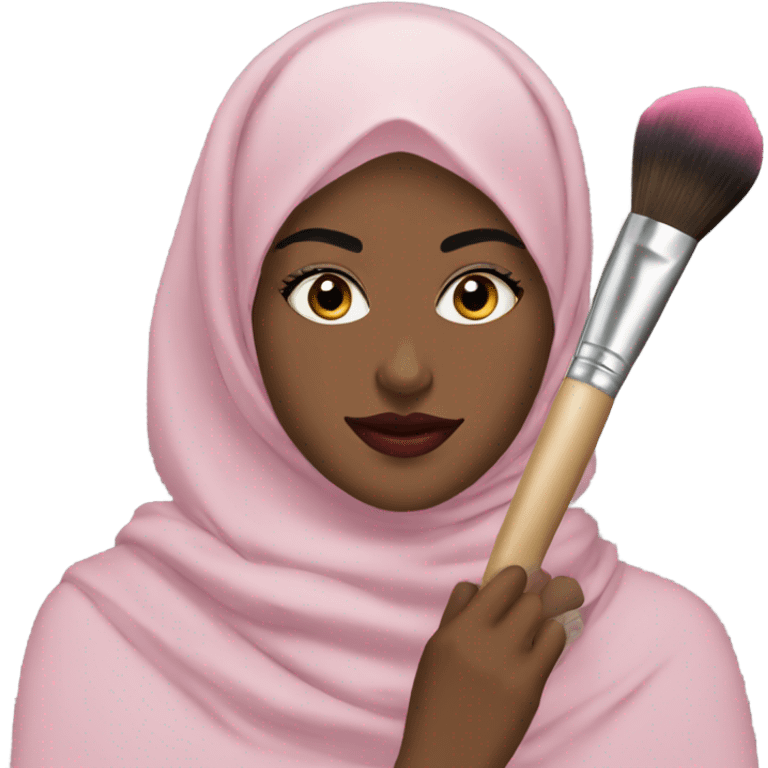 Hijabi-with-lipstick-holding-makeup-brushes emoji