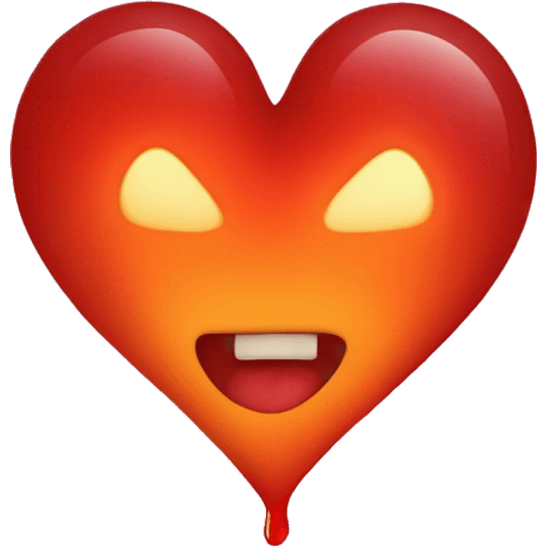 bleeding red heart shape glowing red-orange emoji