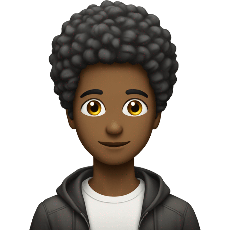 persona joven de color con afro y gaf emoji