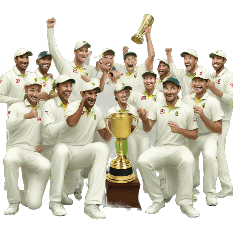 cricket sports victory turf players with cup emoji